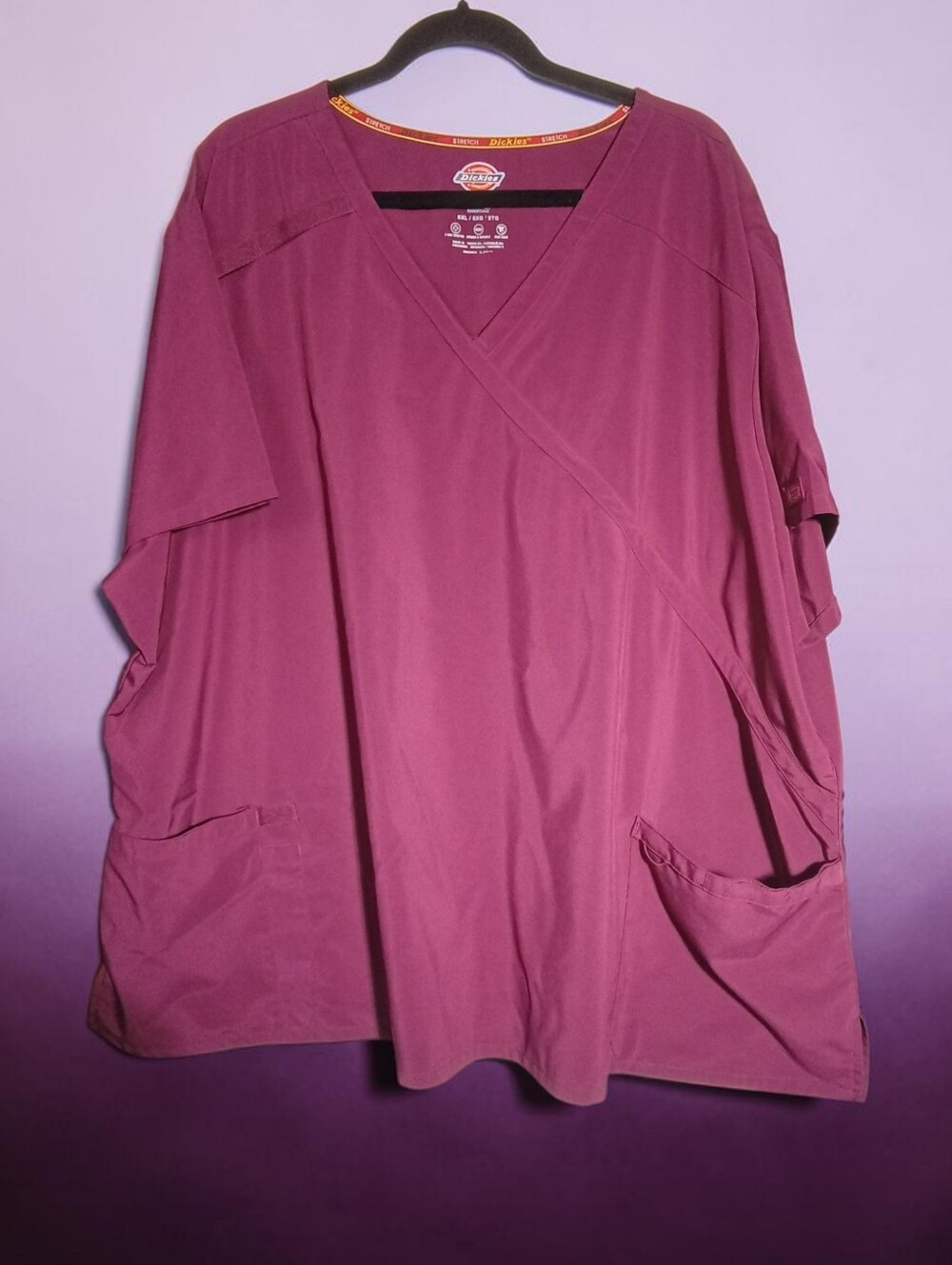 Dickies Women's Scrub top in wine.
